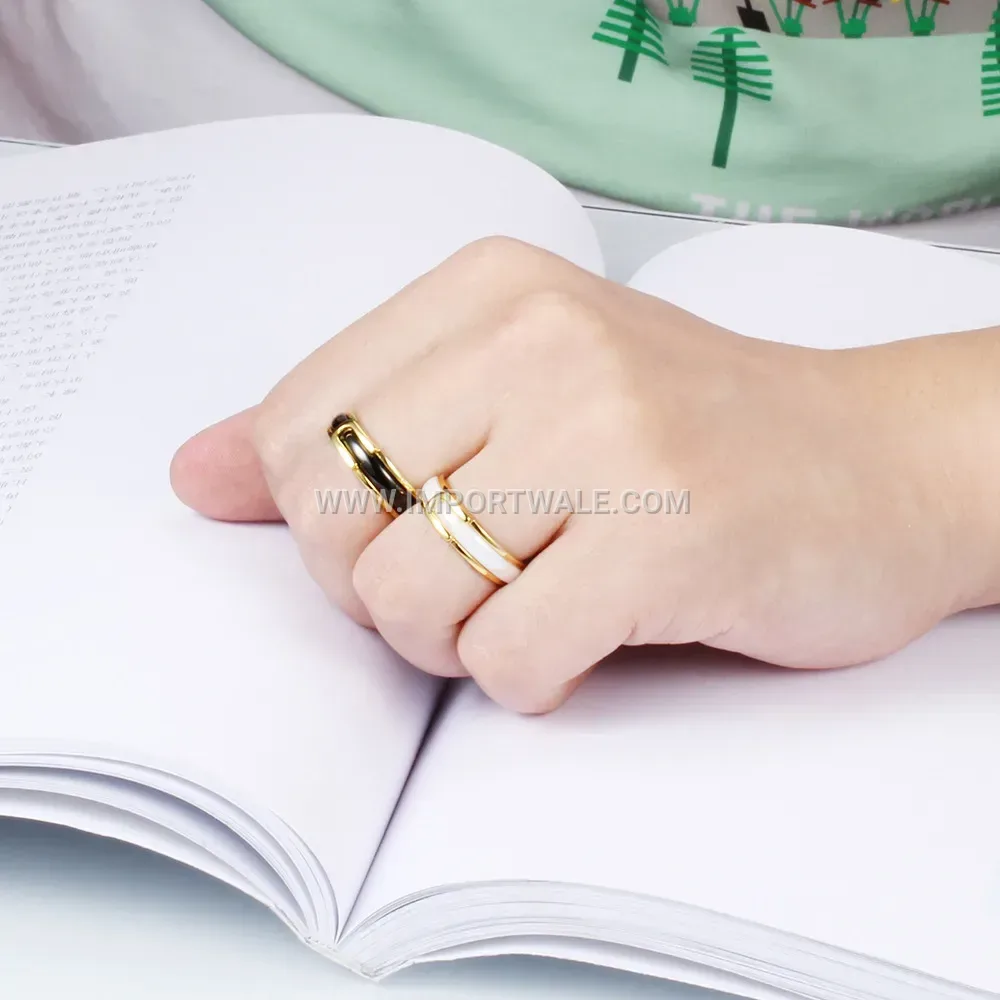 Buckle Accent Ceramic Band Ring with Copper Trim