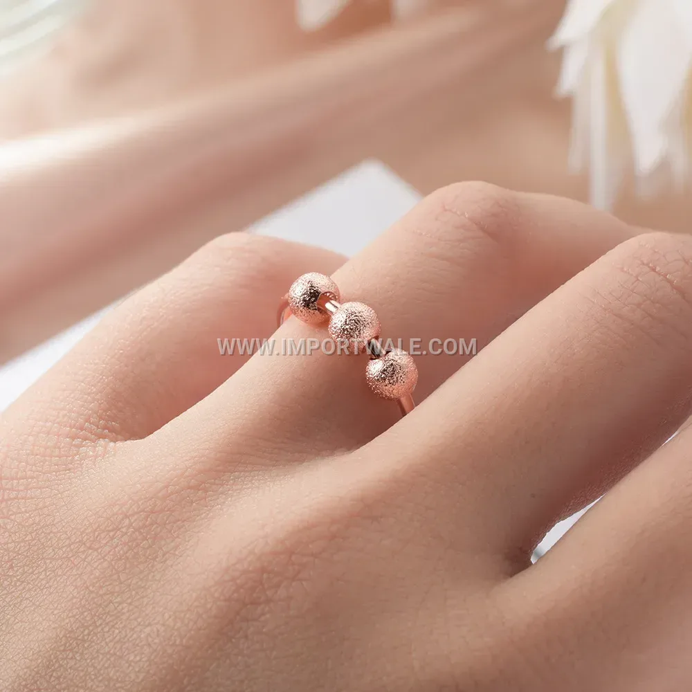 Adjustable Stainless Steel Spinner Ring with Pearl Beads