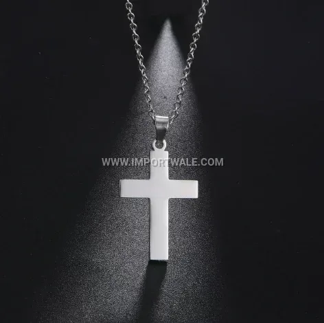 Minimalist Stainless Steel Christian Cross Pendant Link Chain Necklace