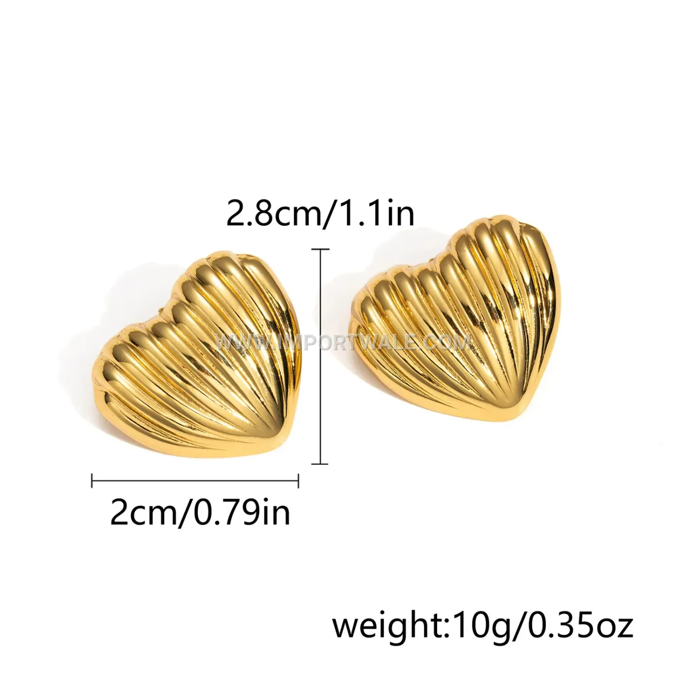Minimalist Irregular Heart Geometric Gold Plated Stainless Steel Stud Earrings
