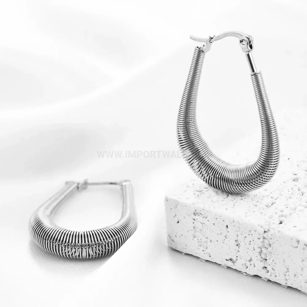 Modern Spring U Shaped Stainless Steel Hoop Earrings