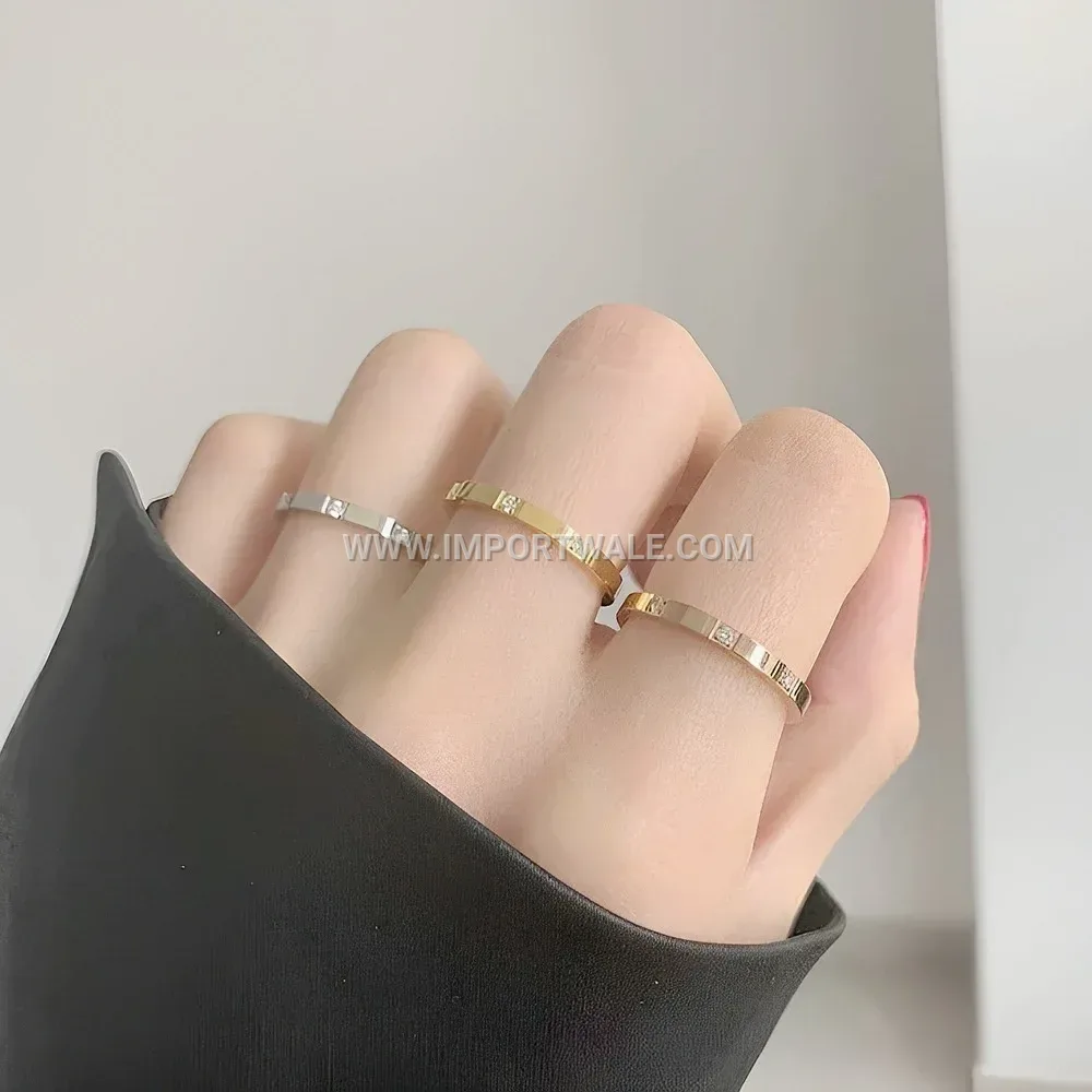 18K Gold Plated Stainless Steel Zircon Couple Ring
