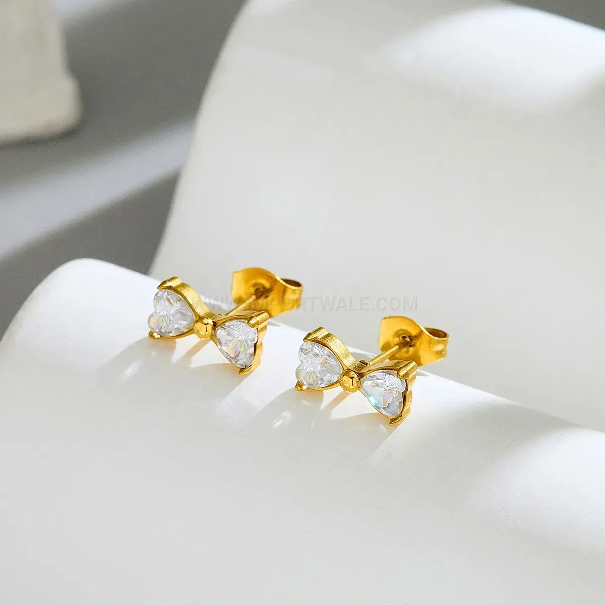 Bold Zircon Bow Tie Stainless Steel Jewelry Set