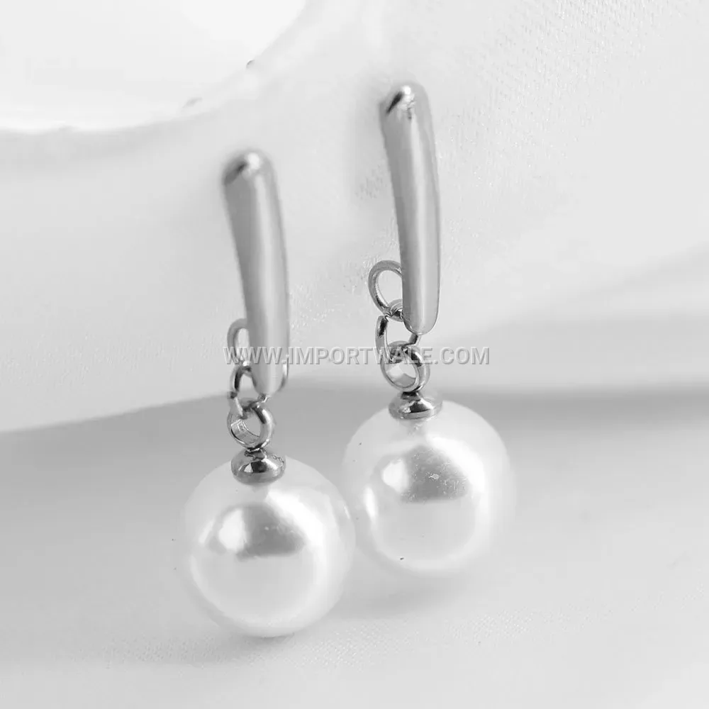 Imitation Pearl Charm Stainless Steel Stud Earrings