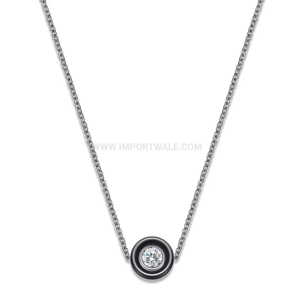 Ceramic and Zirconia Stainless Steel Circular Layered Necklace