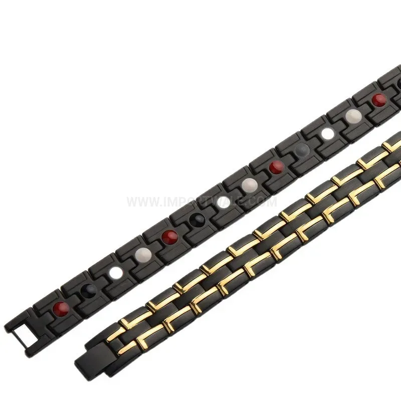 Trendy Minimalist Two Tone Pure Titanium Bio Magnetic Bracelet