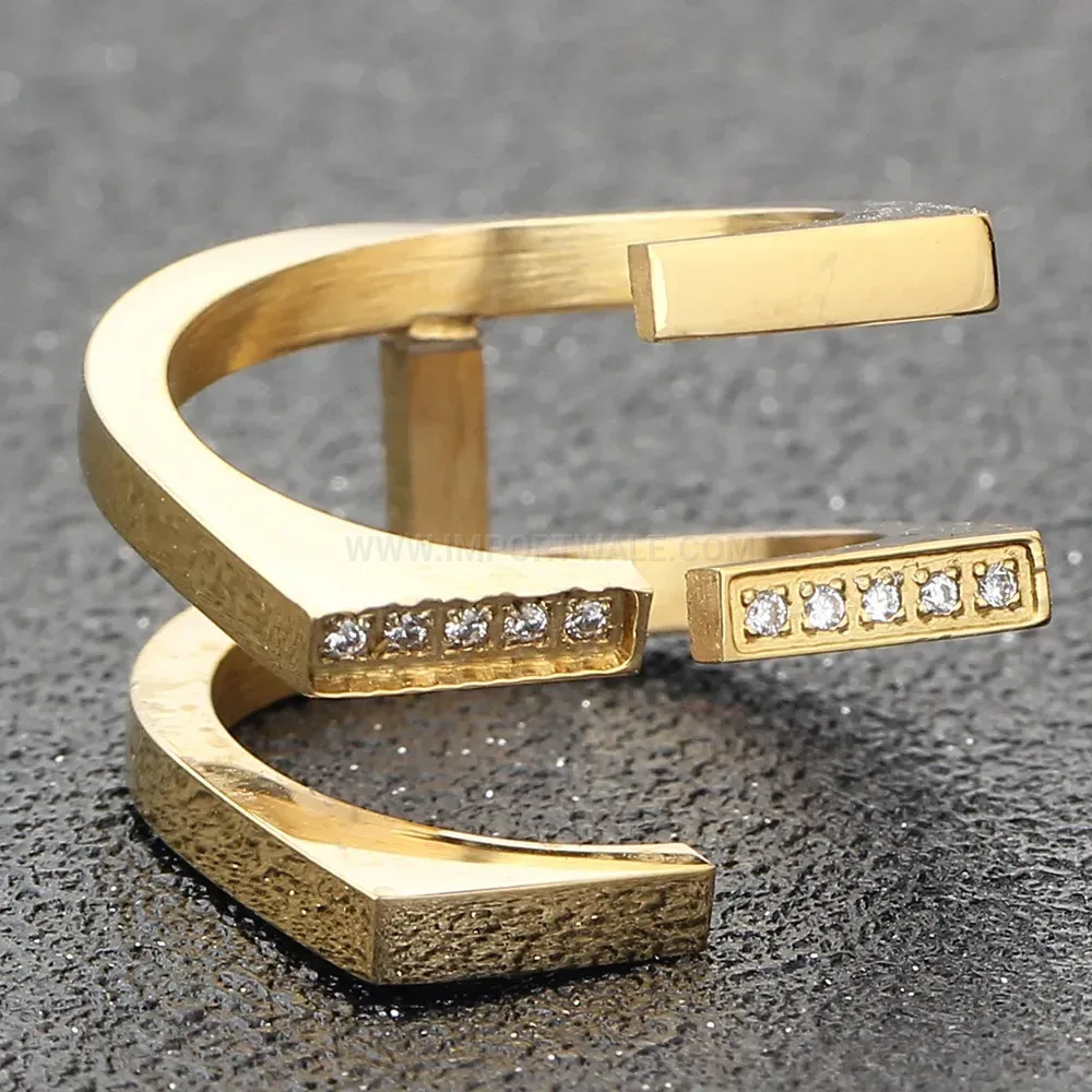 Double Layer Zirconia Open Stainless Steel Ring