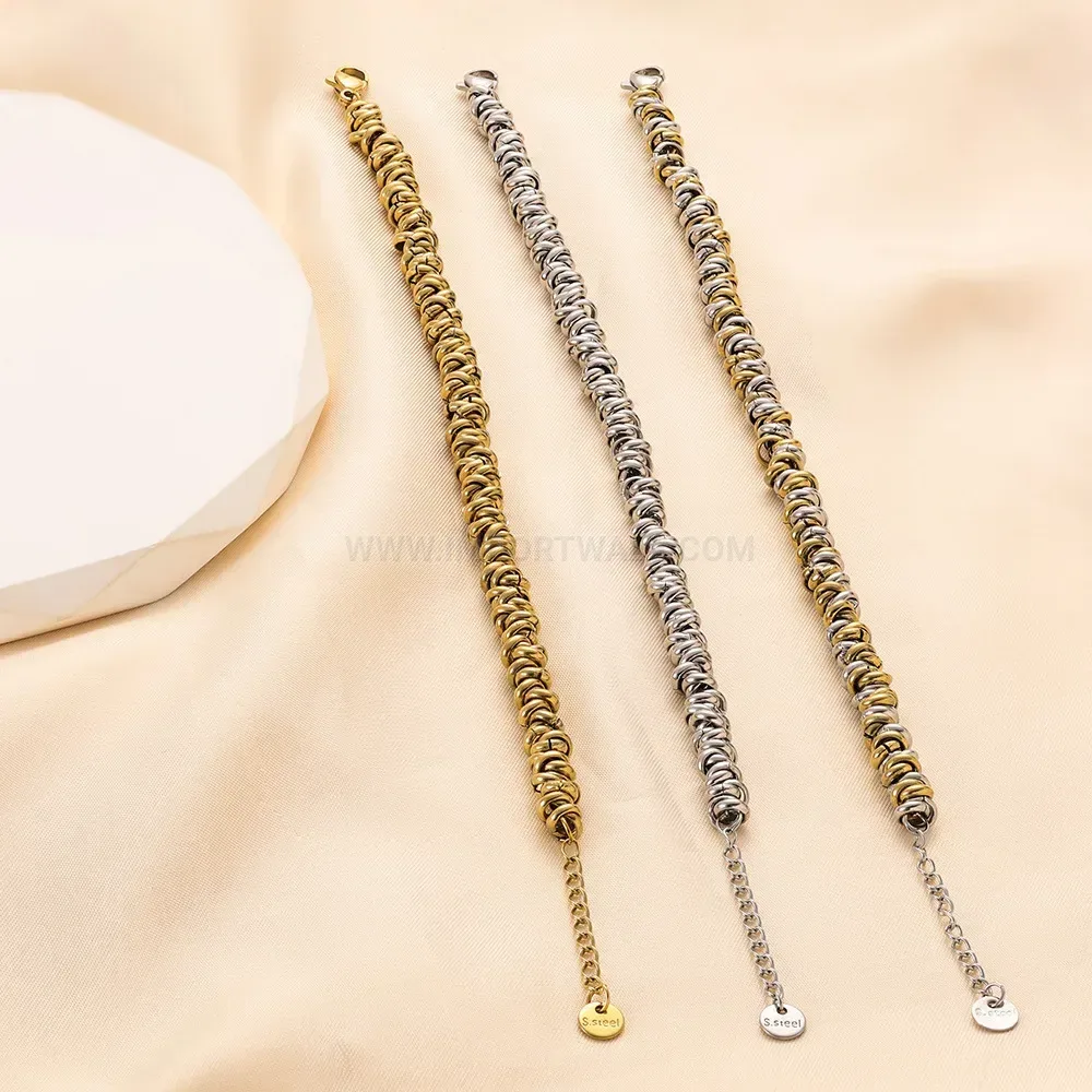 Interlocking Circular Ring Link Stainless Steel Bracelet