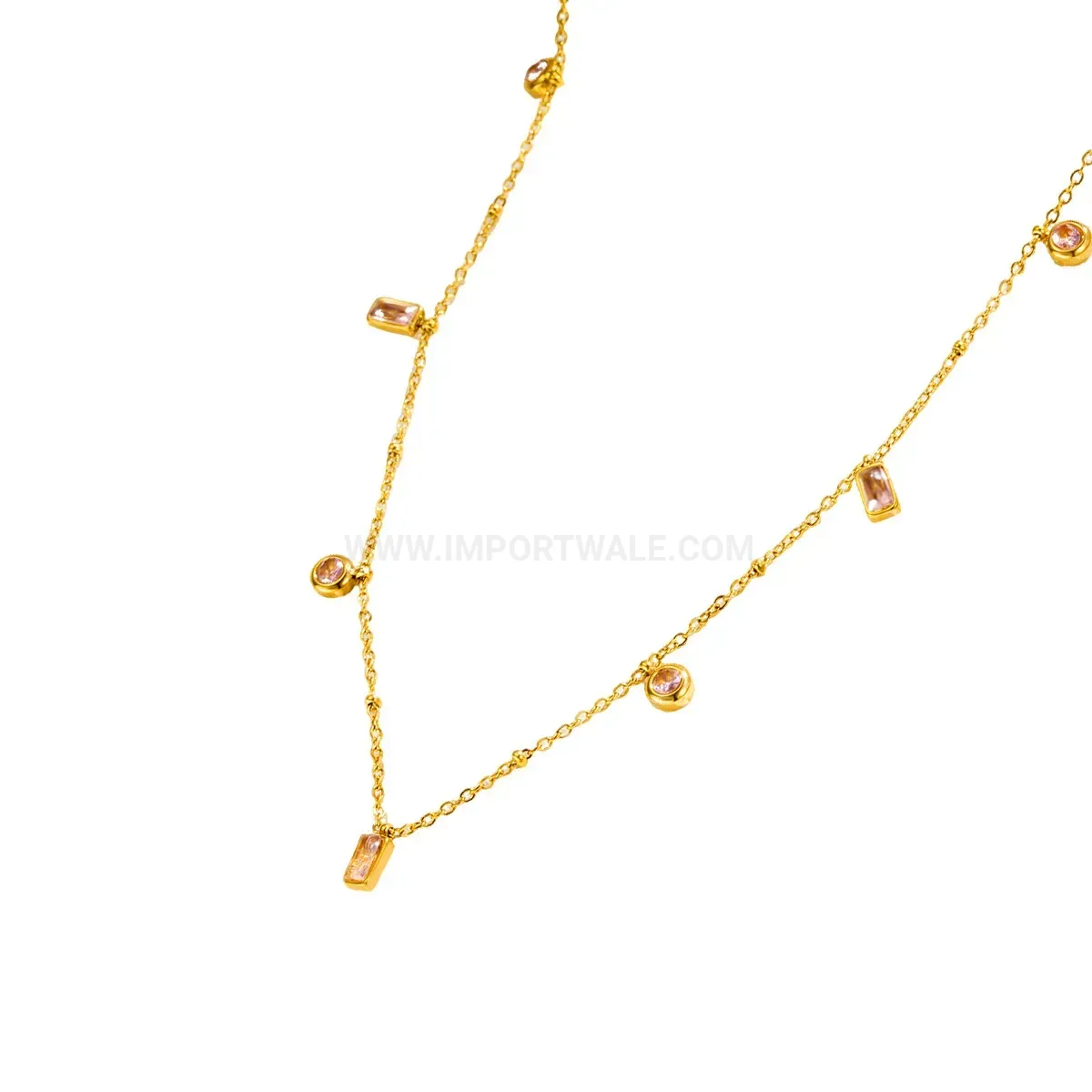 Tassel Circle Zircon Inlaid Stainless Steel Chain