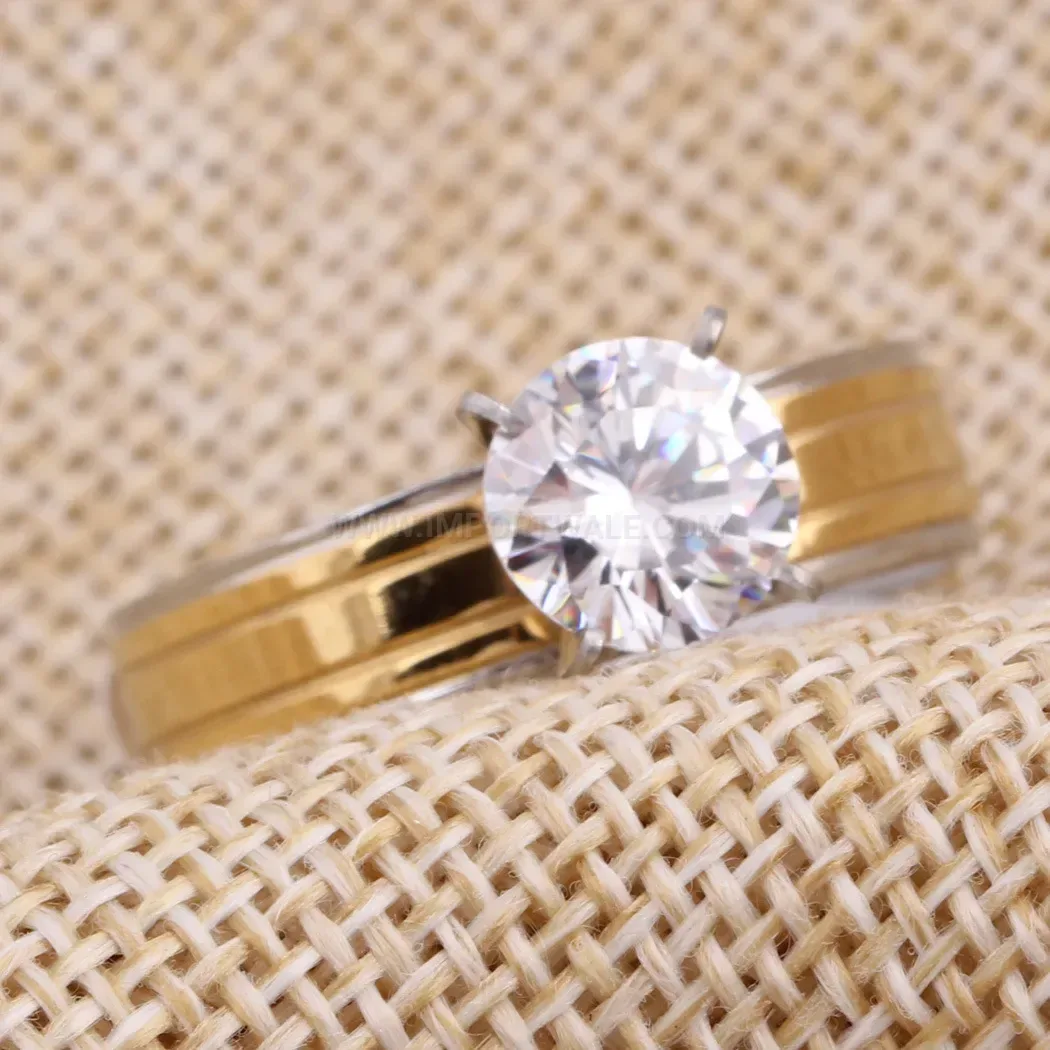 Chic Cutout Teardrop Cubic Zirconia Stainless Steel Ring