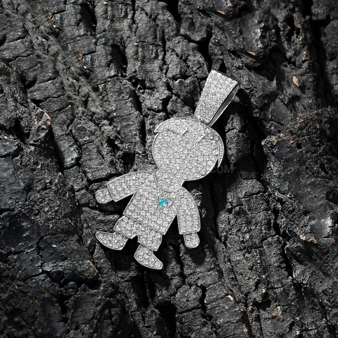 Fashion Rhinestone Angel Figurine Heart Pendant Cuban Necklace