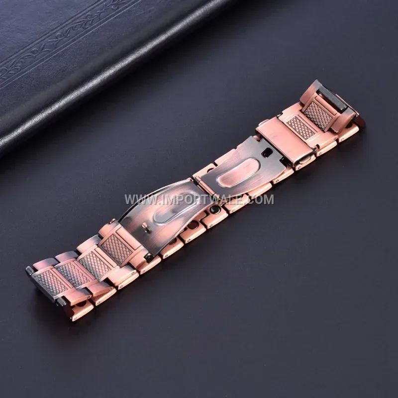 Men Double Row Grid Pattern Copper Magnetic Bracelet