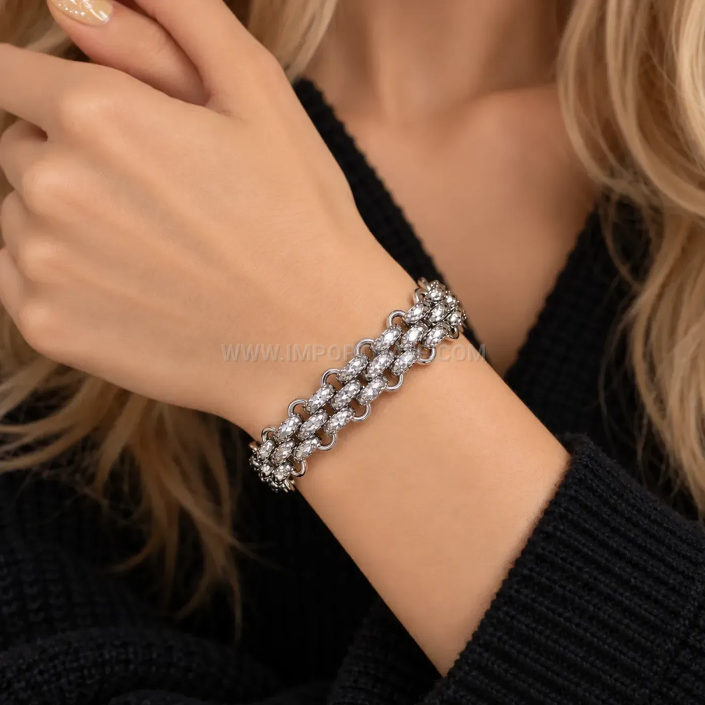 Embossed Sunflower Stainless Steel Necklace and Bracelet Set