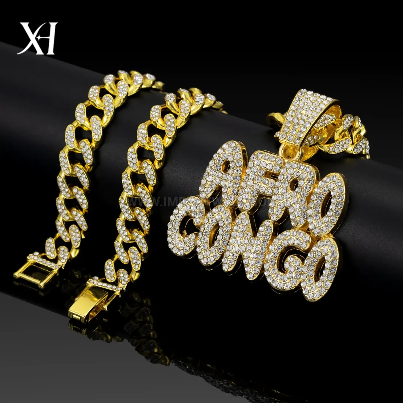 Designer Letter Tag Pendant Miami Cuban Link Chain Necklace