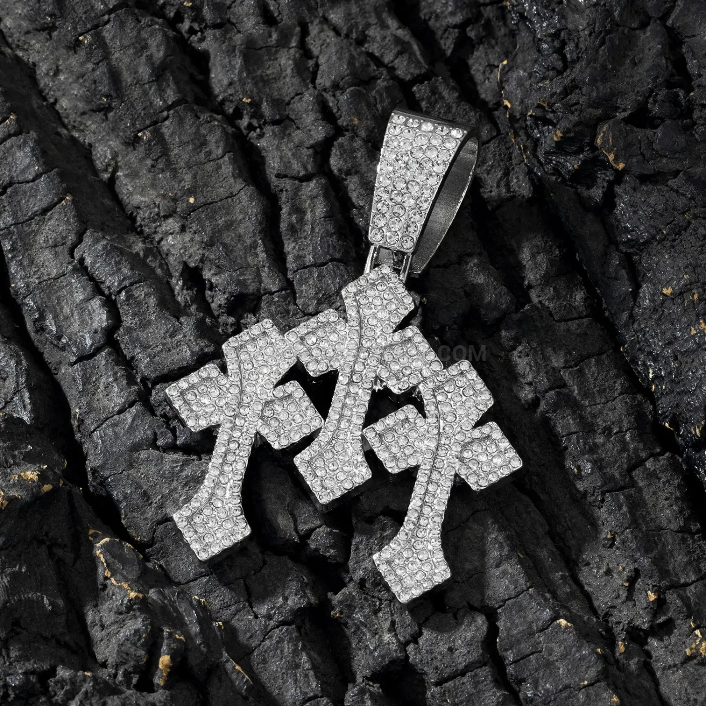 Iced Out Alloy Three Arrow Cross Hip Hop Pendant Necklace