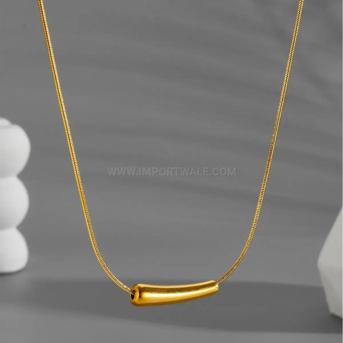 Classic Geometric Titanium Steel Eggplant Charm Pendant Necklace