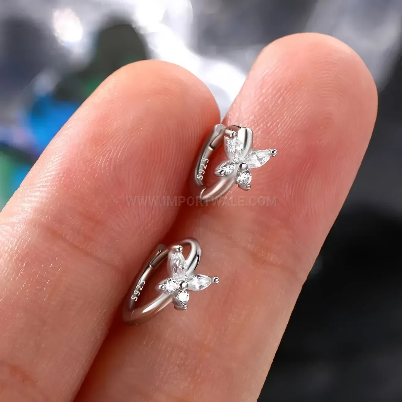 Bold Sparkling Zircon Butterfly Stainless Steel Ear Bone Piercing Stud