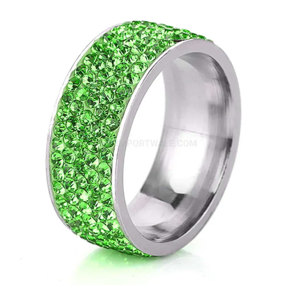Multicolor Five Row Crystal Inlaid Stainless Steel Band