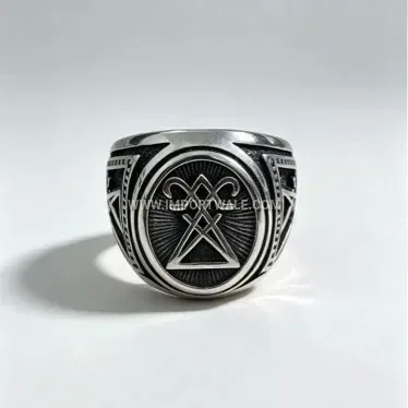 Gothic Sigil Polished Stainless Steel Signet Ring