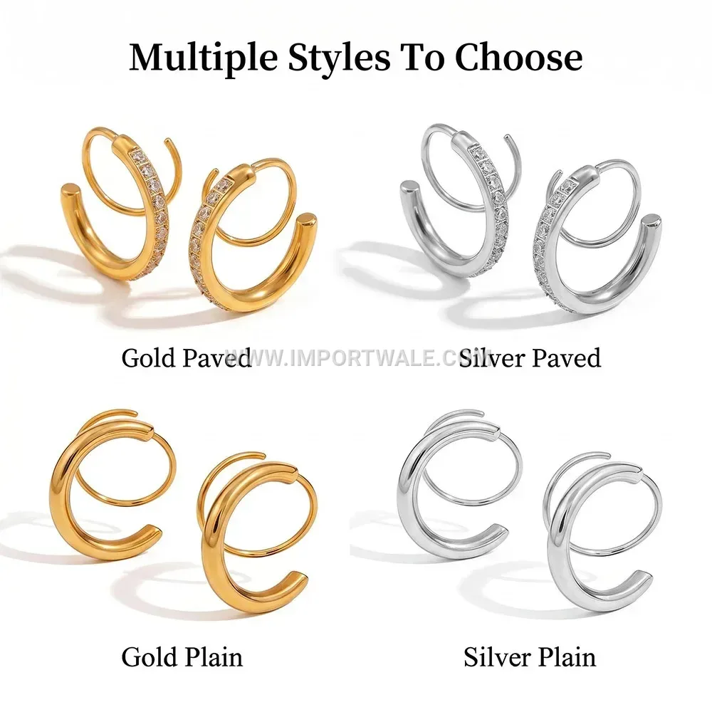 Radiant Zircon Spiral Hoop Earrings in 18K Gold Plated Stainless Steel
