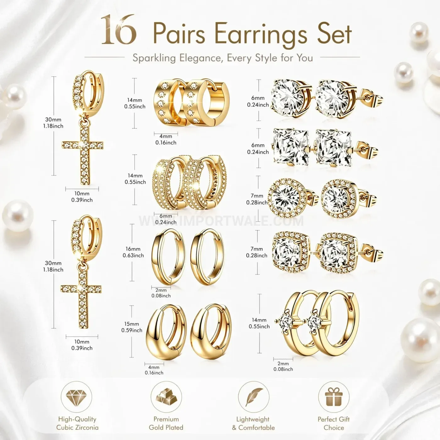 Premium Pave Zircon Stainless Steel Huggie Hoop Earring Collection