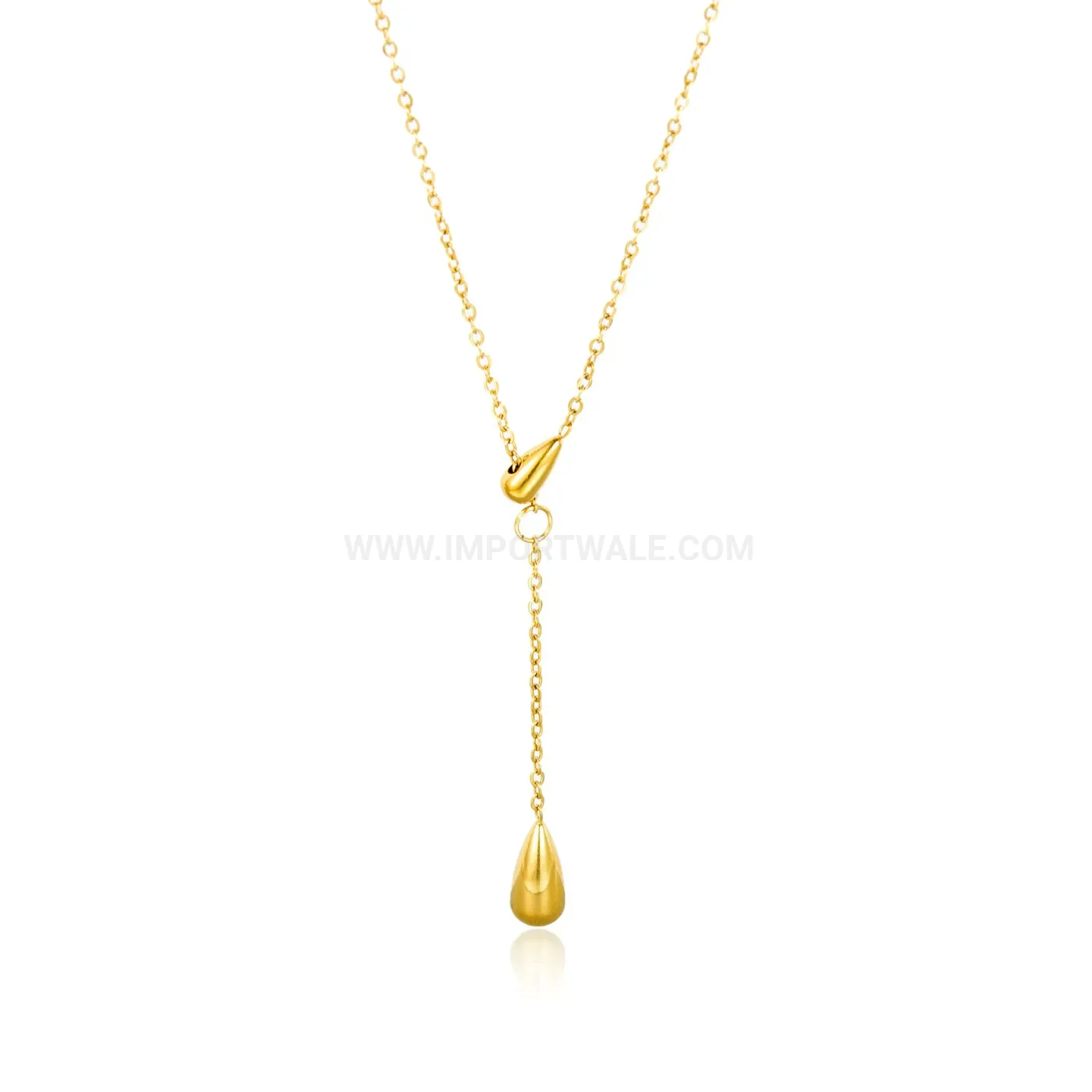 Fashion Gold Plated Titanium Steel Waterdrop Tassel Pendant Necklace