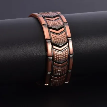 Modern Men Vintage Antique Bronze Red Copper Bio Magnetic Therapy Bracelet