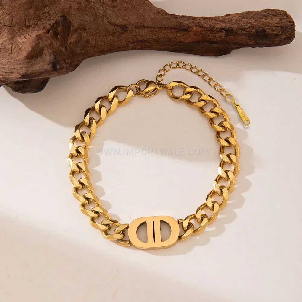 18K Gold Plated Stainless Steel Motif Bracelet