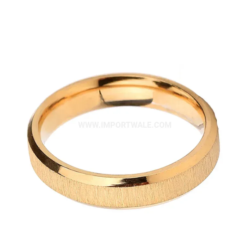 Premium Frosted Matte 18K Gold Stainless Steel Band Ring