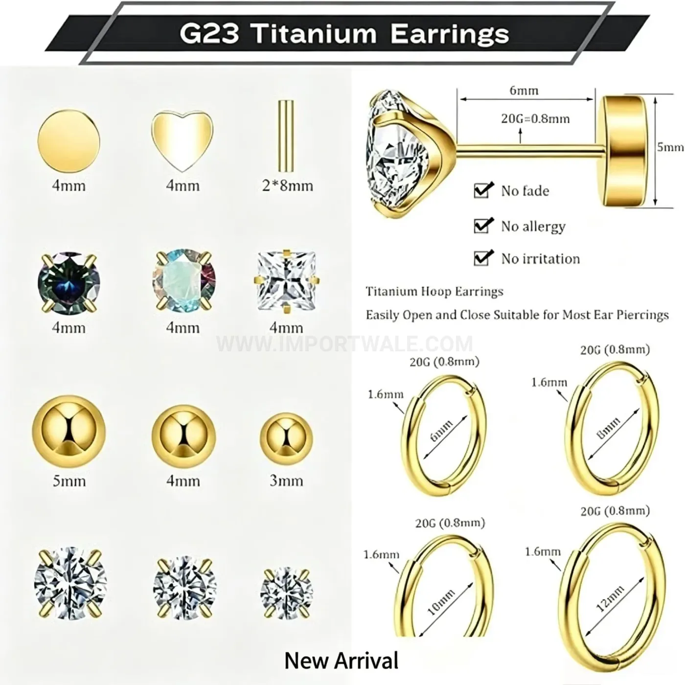 Designer Stainless Steel Cubic Zirconia Hoop and Stud Piercing Earring Set