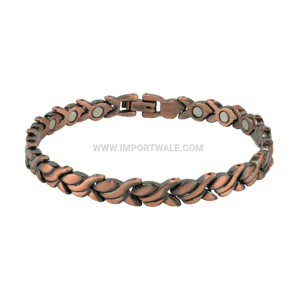 Swallow Motif Copper Magnetic Titanium Steel Couple Bracelet