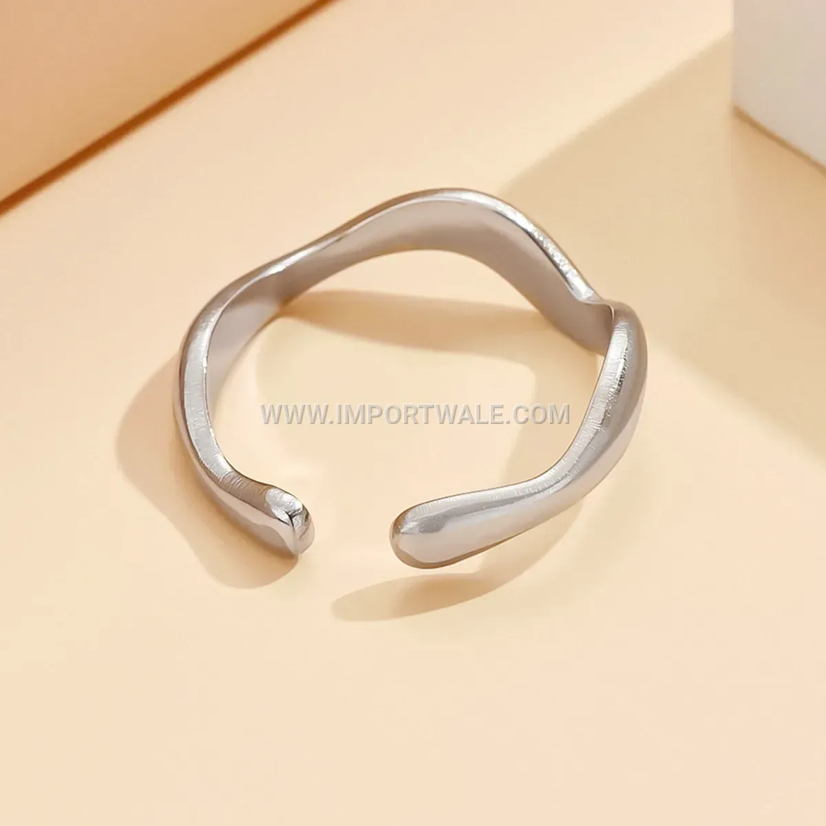 Wavy Pressed Texture Open Stainless Steel Ring