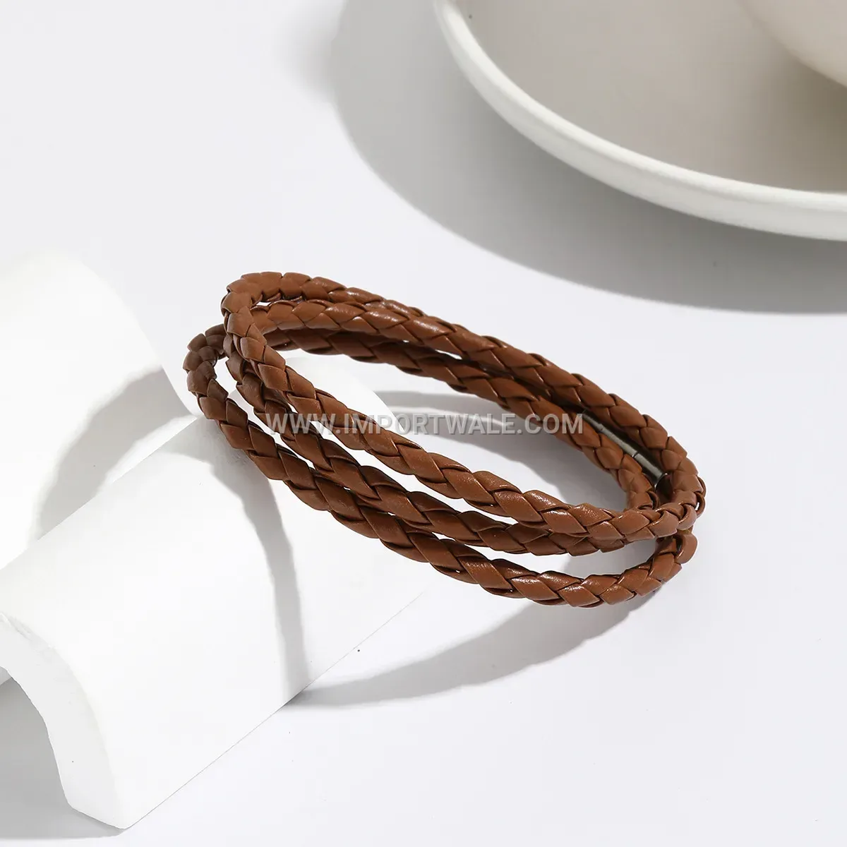Handcrafted Multi-Strand Woven Faux Leather Bracelet