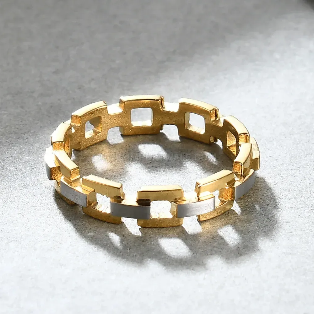 Premium Gold Plated Cutout Cross Stainless Steel Ring