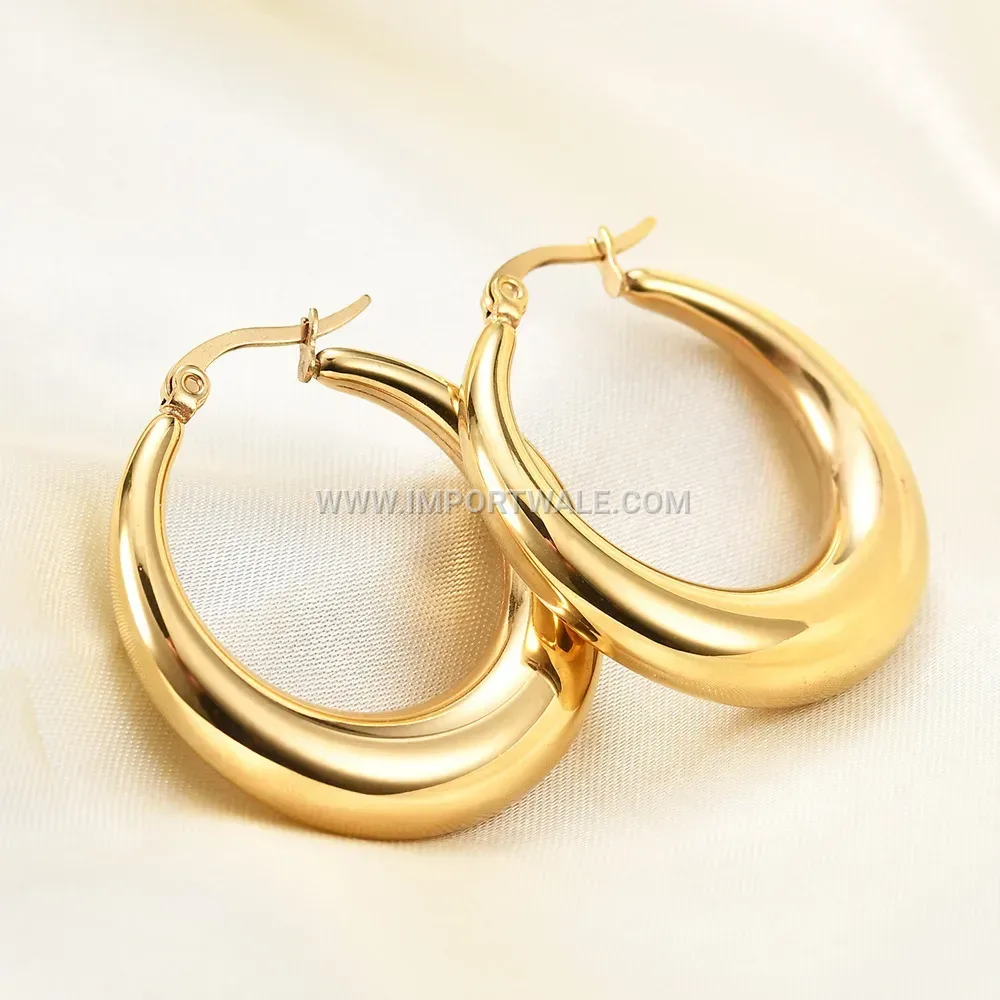 Textured Threaded Hoop Stainless Steel Earrings