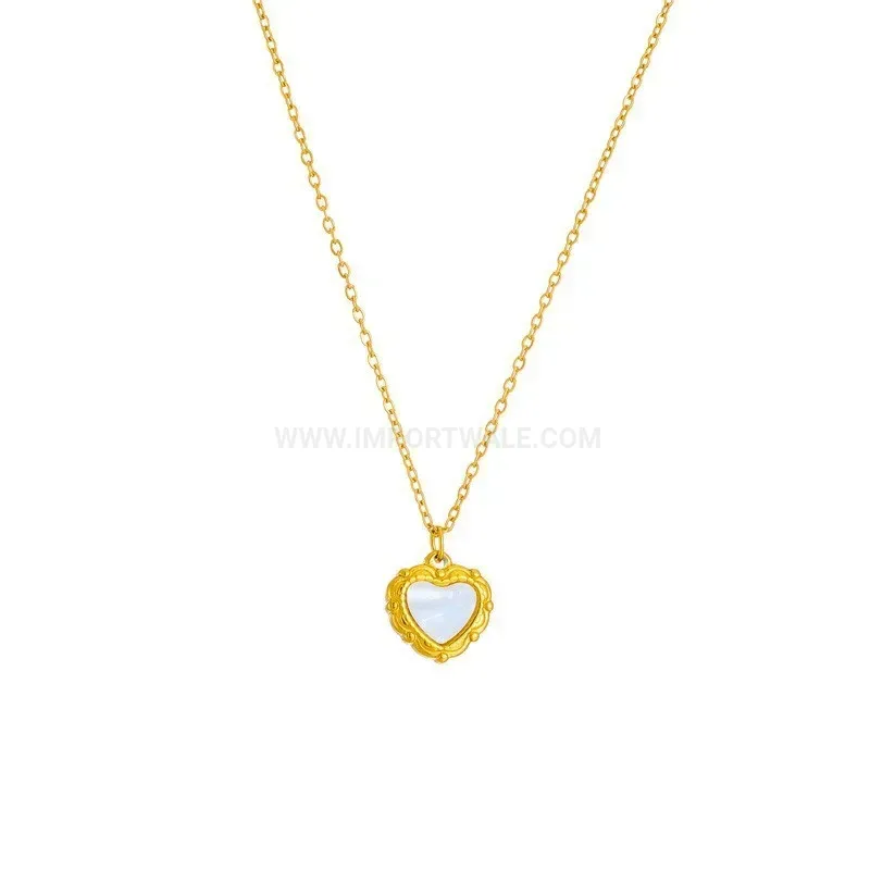 Premium 18K Gold Plated Titanium Steel Heart Pendant Necklace
