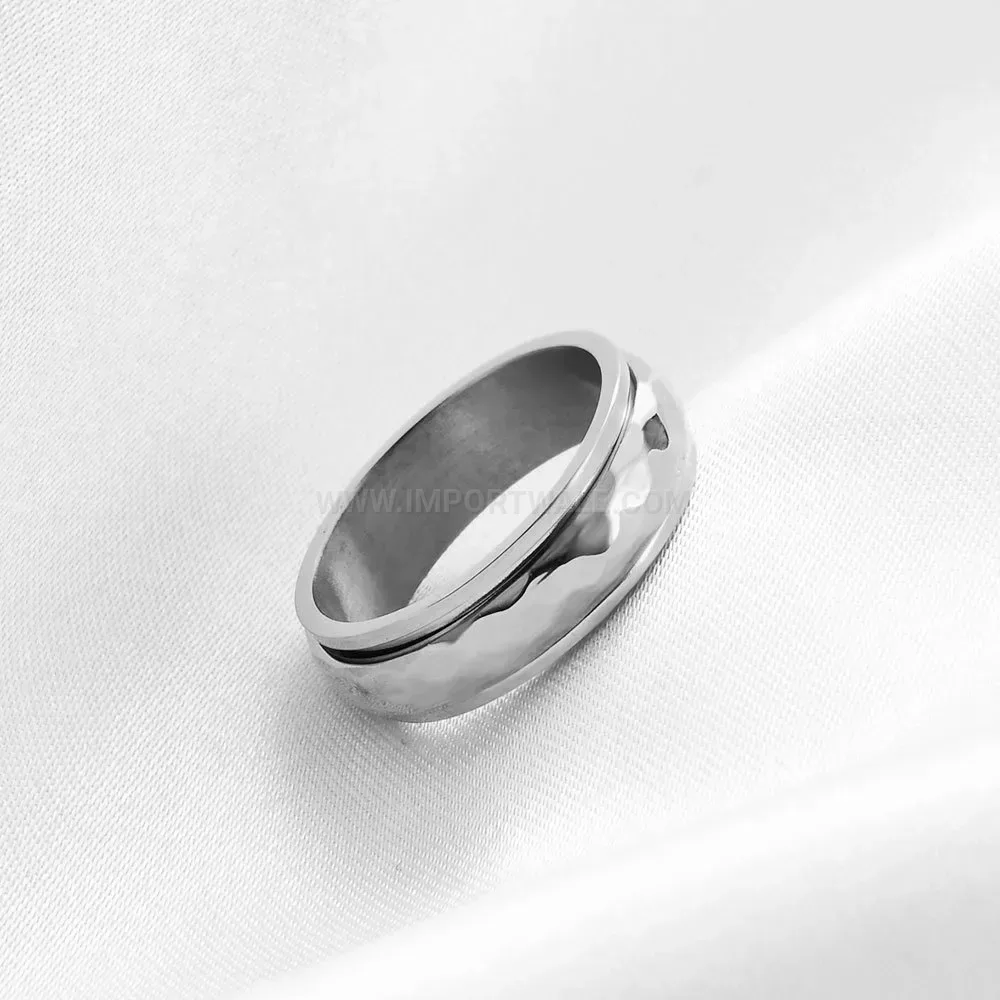 Premium Faceted Spinner Stainless Steel Band Ring 6mm