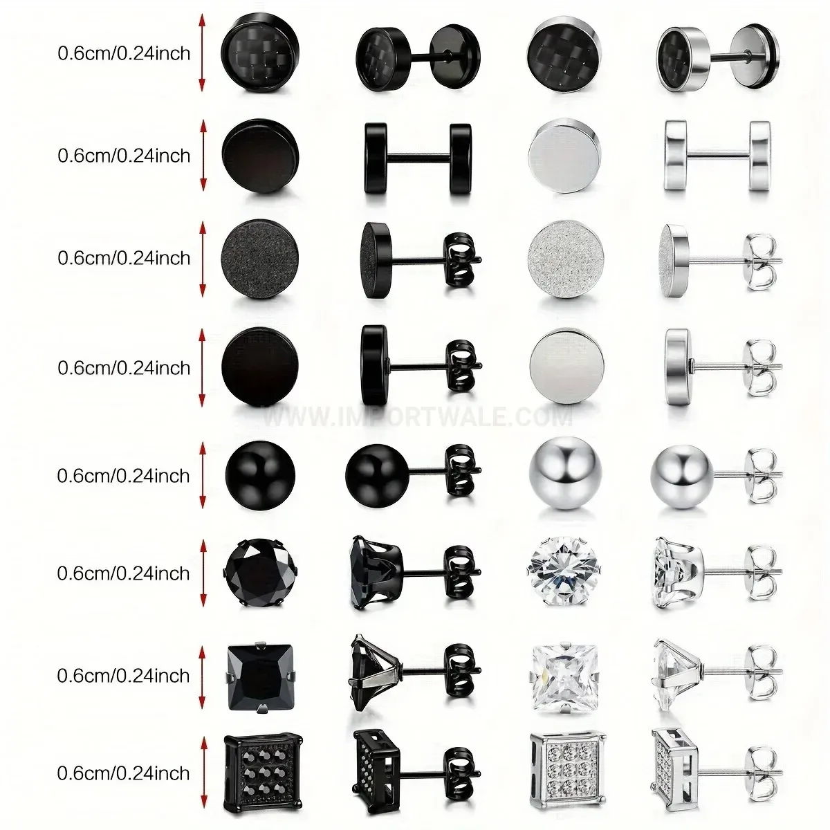 Modern Stainless Steel Multi Style Dual Tone Piercing Stud Set