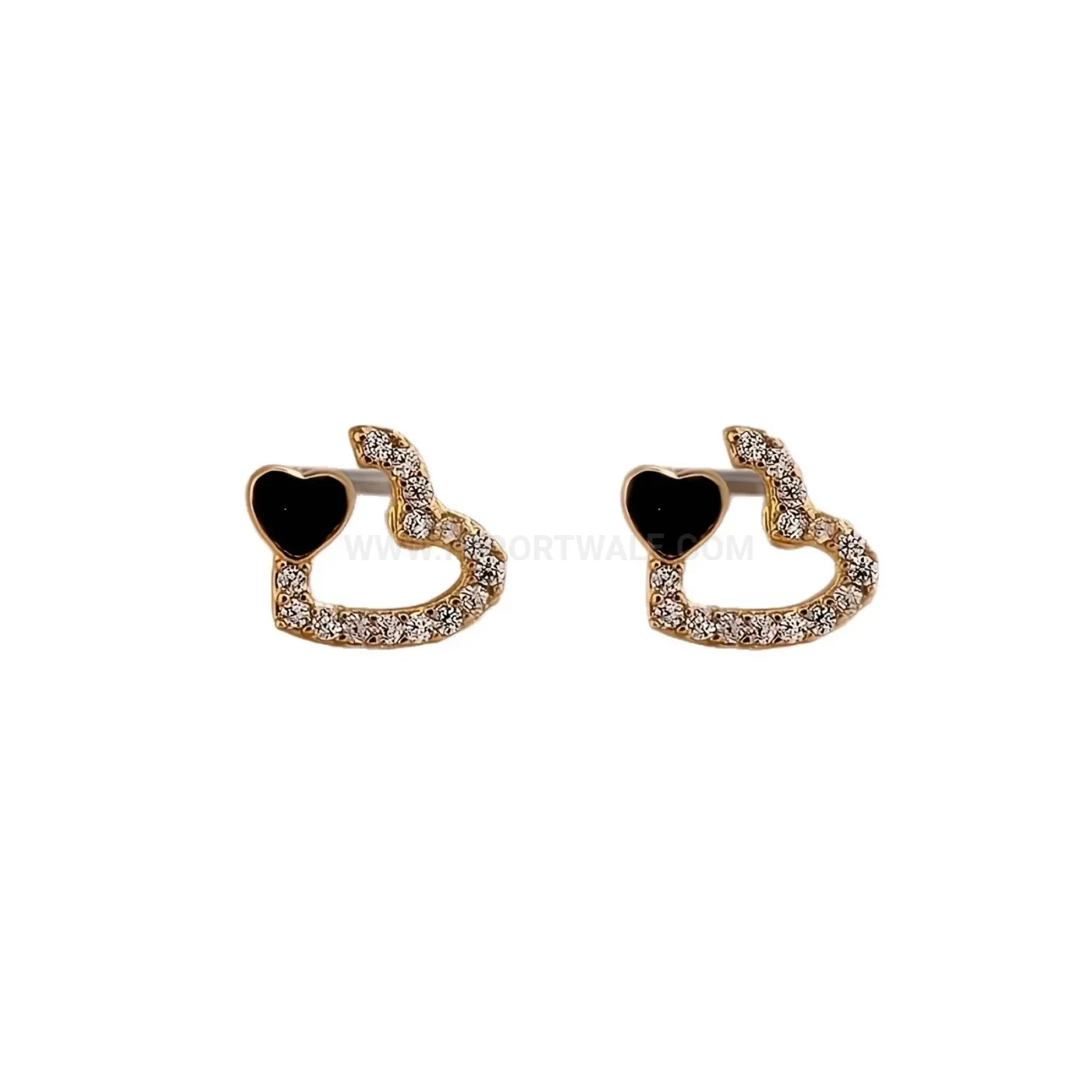 Classic Hollow Heart Rhinestone Stainless Steel Piercing Stud