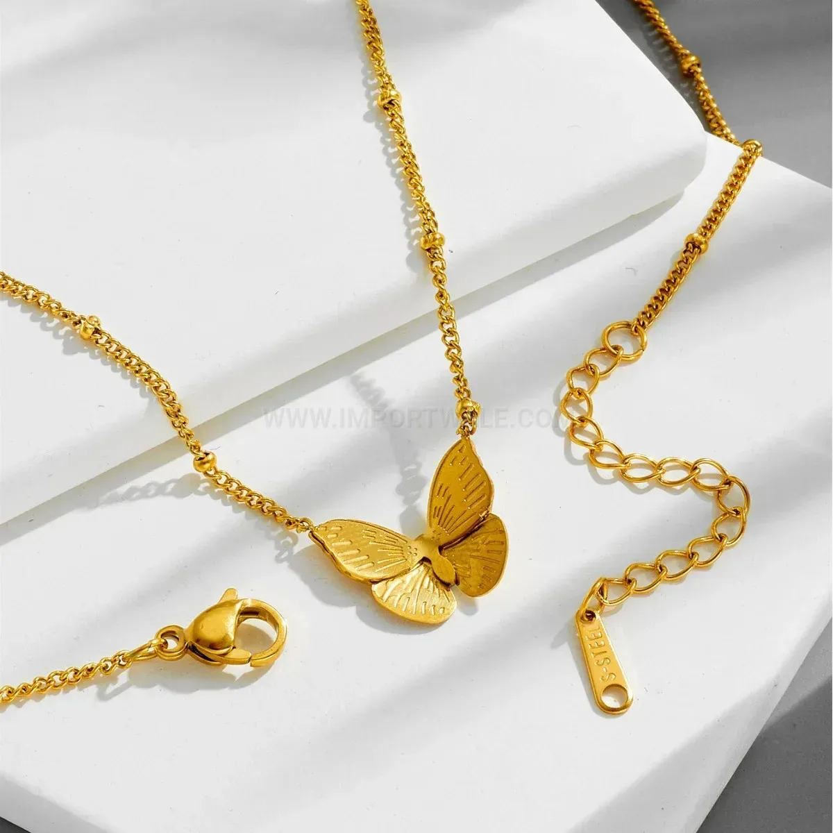 Chic Minimalist Folded Metallic Butterfly Titanium Steel Necklace