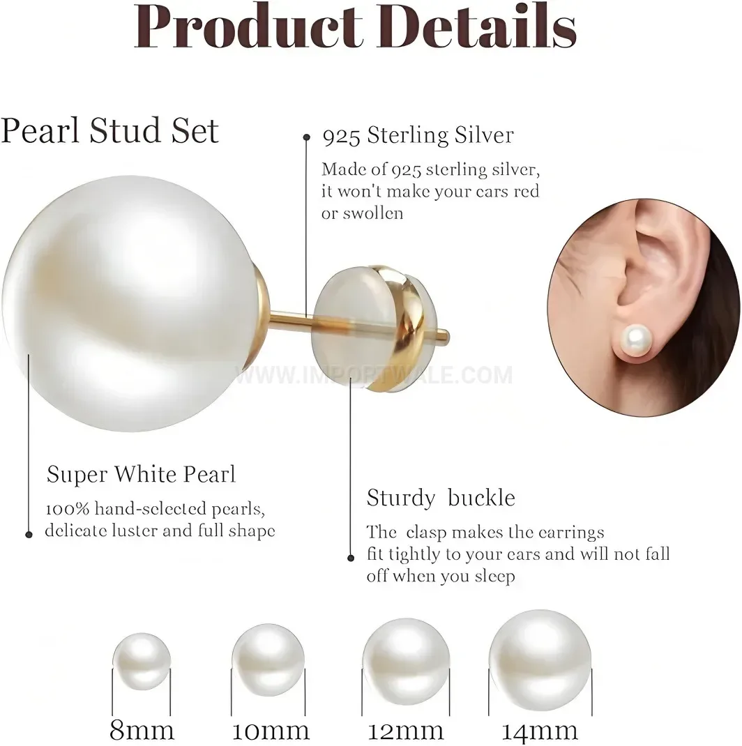 Trendy Vintage Faux Pearl Stainless Steel Cartilage Earring Stud