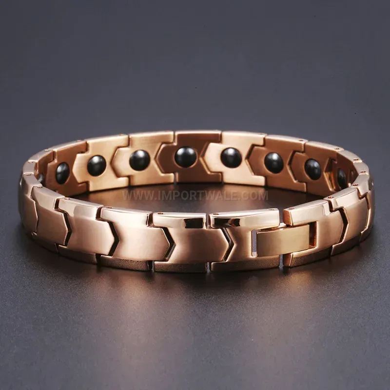 Modern Elegantly Polished Titanium Hematite Bio Energy Bracelet