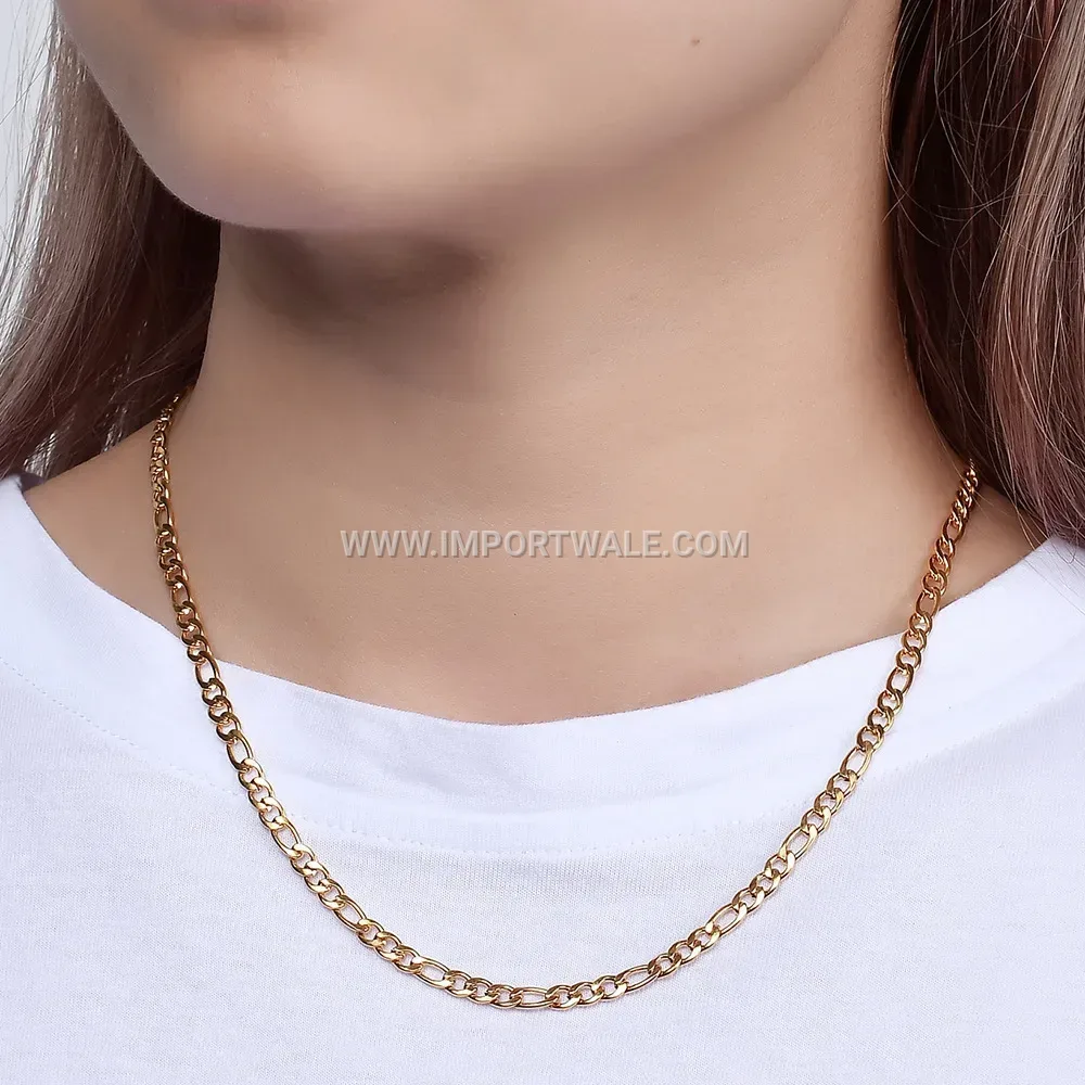 Stainless Steel Figaro Chain Imitation Pearl Pendant Clavicle Necklace