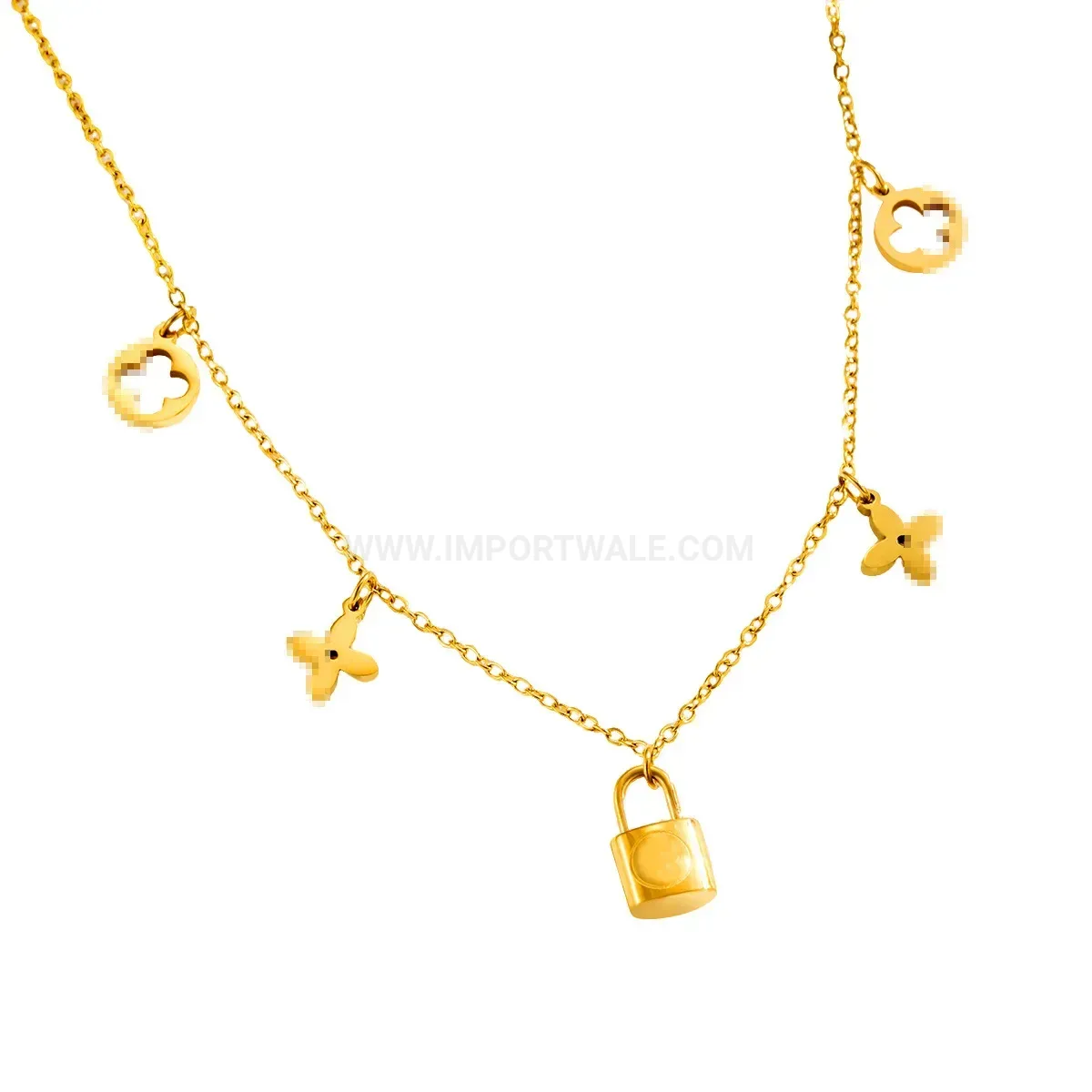 Titanium Steel Four Leaf Clover Charm Choker Necklace