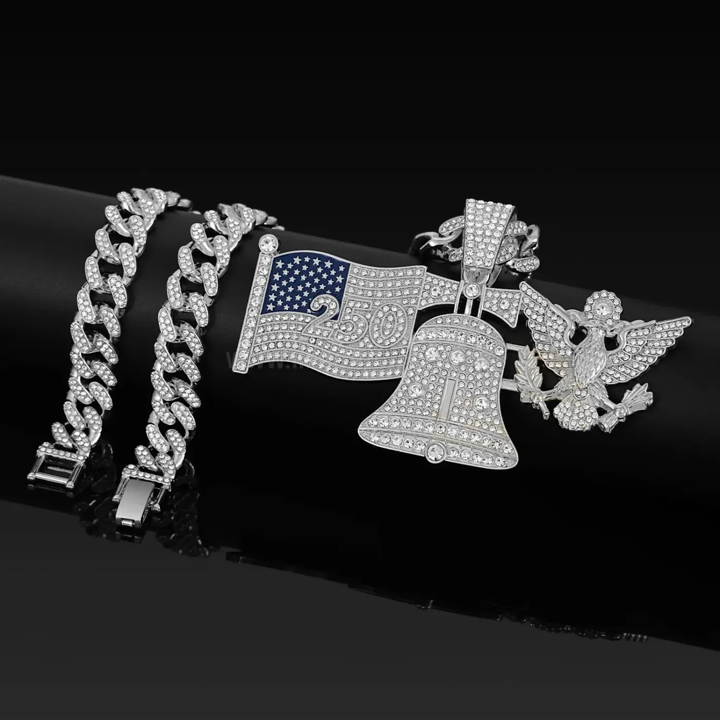 Iced Out Liberty Bell Eagle Hip Hop Pendant