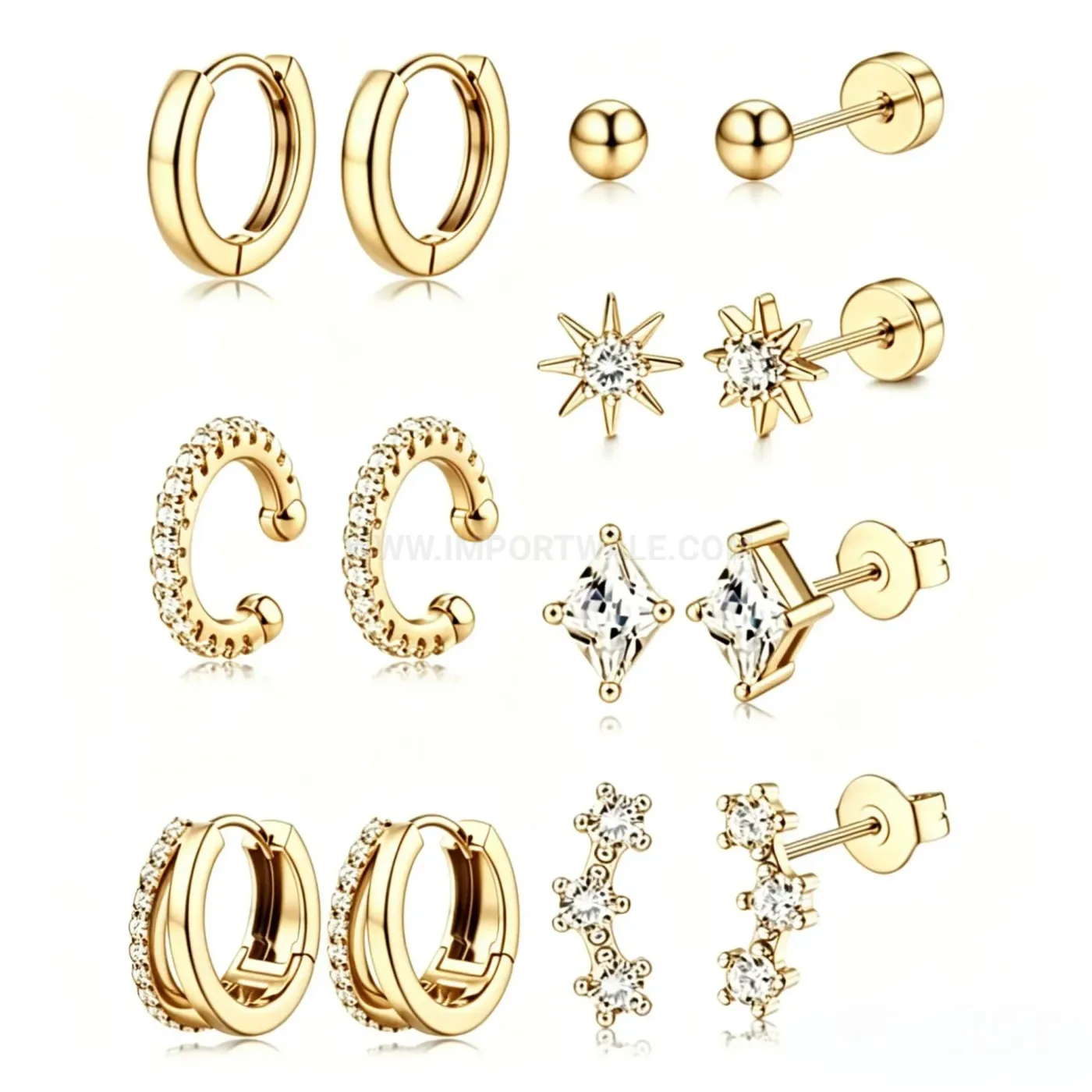 Chic Sleek Stainless Steel Cartilage Piercing Stud and Hoop Earring Combination