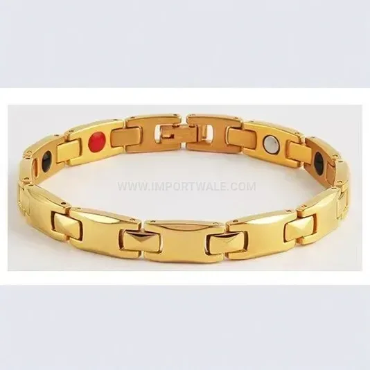 Minimalist Gold Titanium Steel Square Link Bio Bracelet