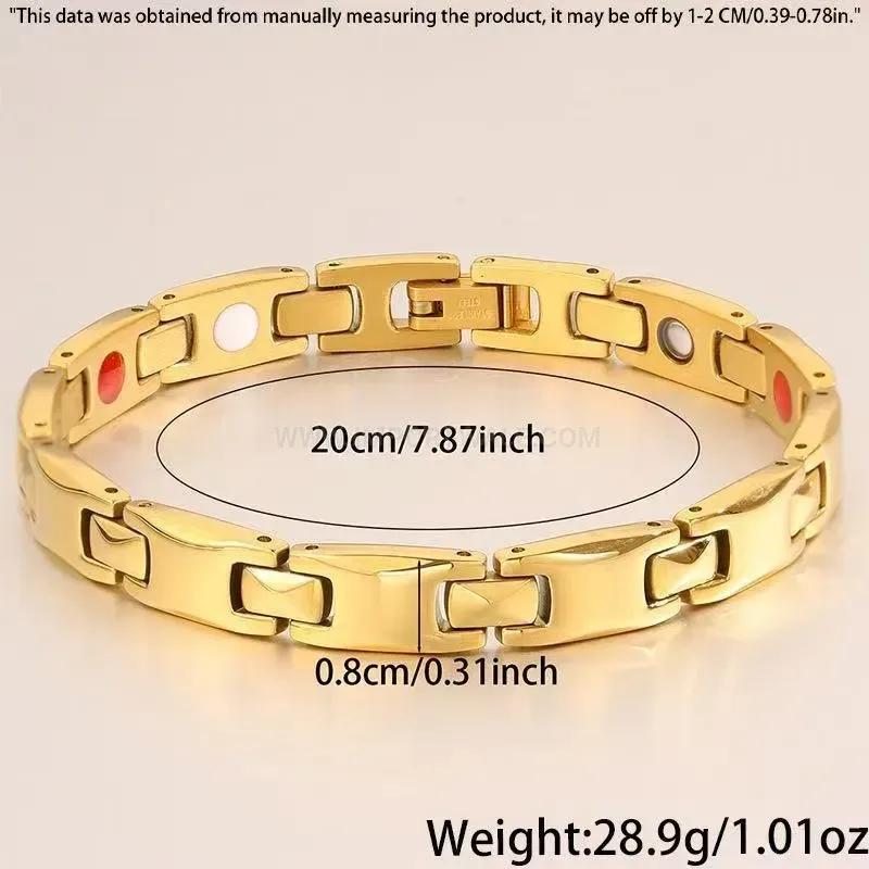Minimalist Gold Titanium Steel Square Link Bio Bracelet