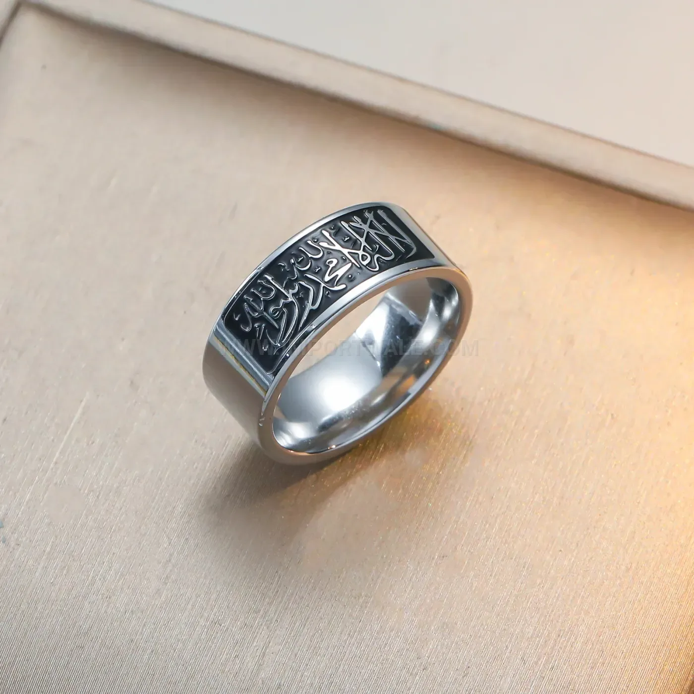 18K Gold Plated Stainless Steel Arabic Calligraphy Eternity Ring