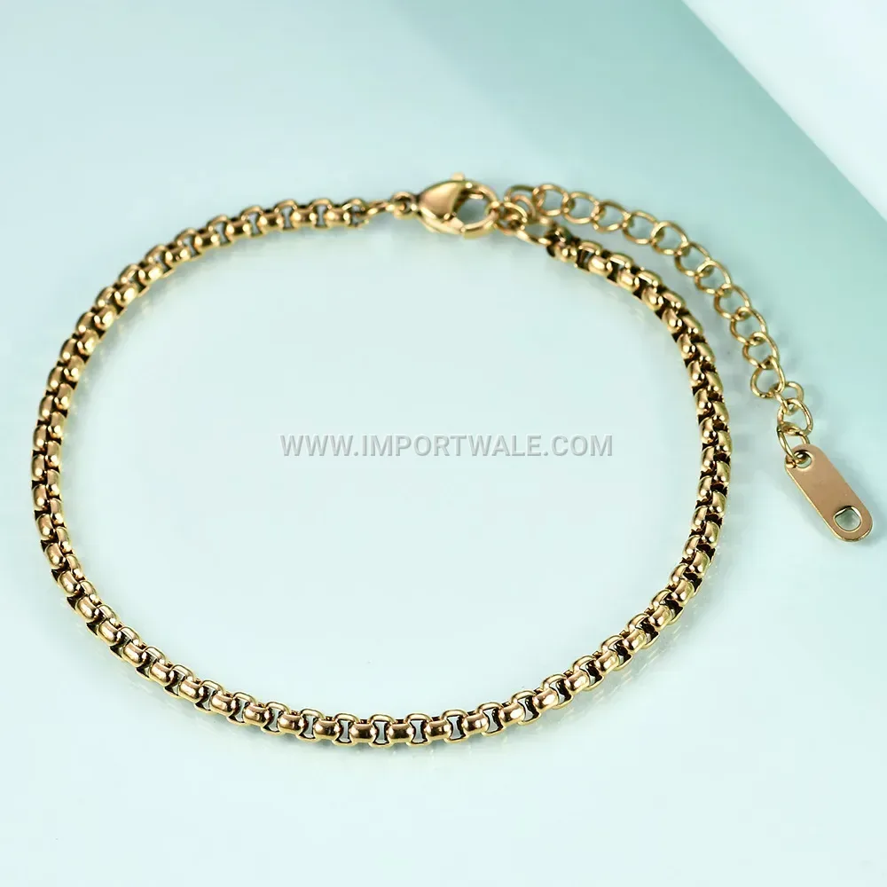 Slender Square Pearl Chain Stainless Steel Bracelet